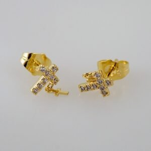 Women Earrings/ Aretes Dama/  Zircon Stone/  14k Real Color// E918
