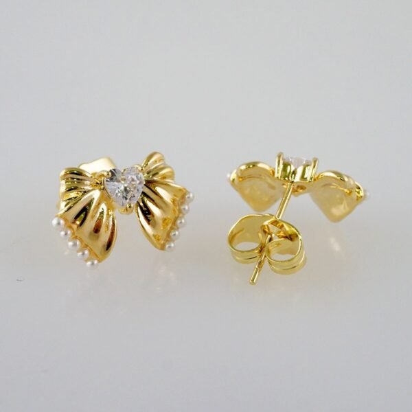 Women Earrings/ Aretes Dama/  Zircon Stone/  14k Real Color// E959 - Image 2