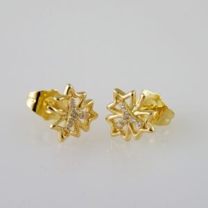Women Earrings/ Aretes Dama/  Zircon Stone/  14k Real Color// E960