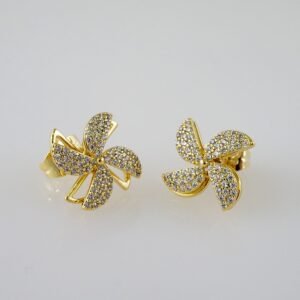 Women Earrings/ Aretes Dama/  Zircon Stone/  14k Real Color// E961