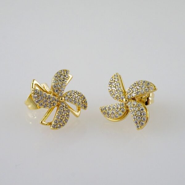 Women Earrings/ Aretes Dama/  Zircon Stone/  14k Real Color// E961