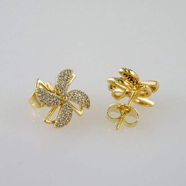 Women Earrings/ Aretes Dama/  Zircon Stone/  14k Real Color// E961 - Image 2