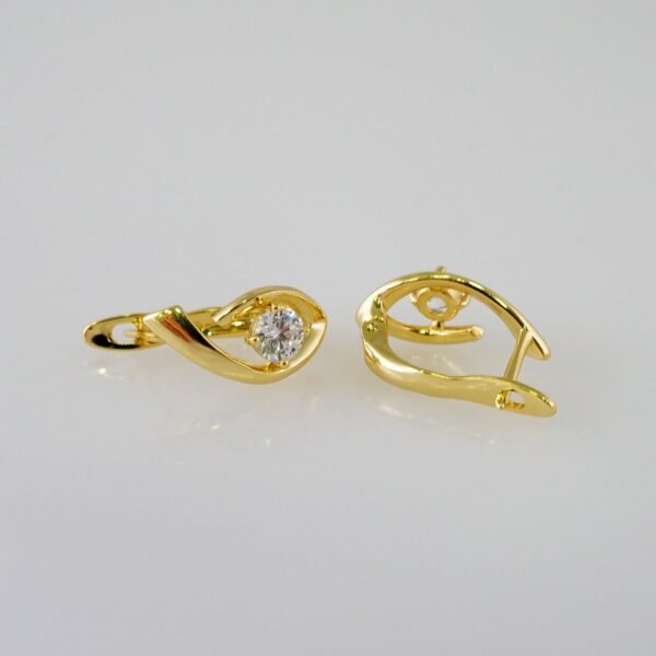 Women Earrings/ Aretes Dama/  Zircon Stone/  14k Real Color// E966 - Image 2