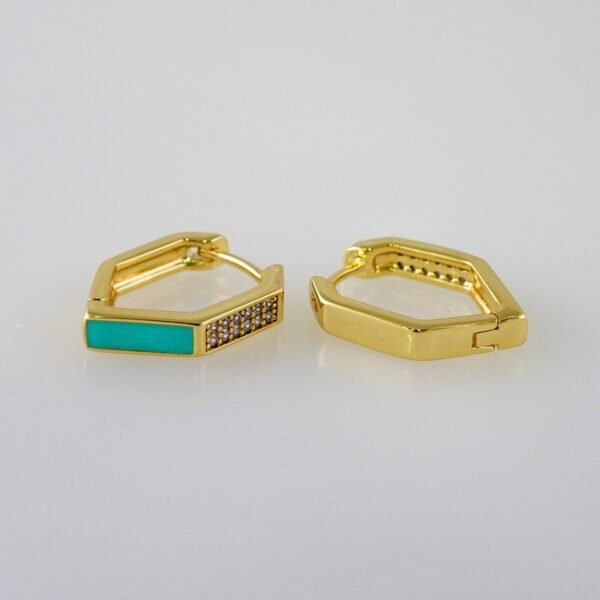 Women Earrings/ Aretes Dama/  Zircon Stone/  14k Real Color// E967 - Image 2