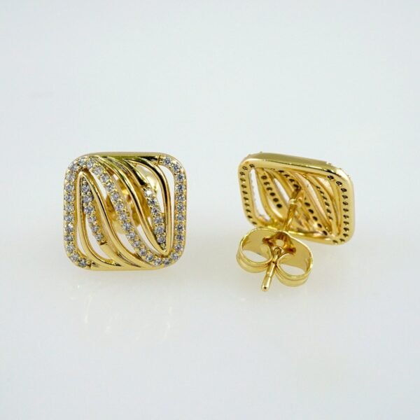 Women Earrings/ Aretes Dama/  Zircon Stone/  14k Real Color// E1043 - Image 2