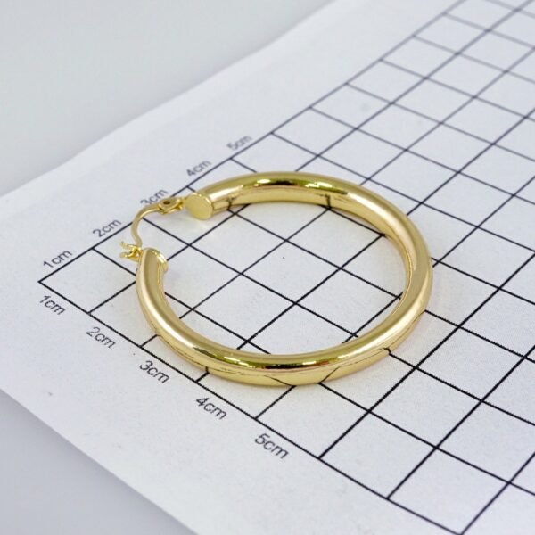 Women Earrings/ Aretes Dama/  Plain/  14k Real Color// E1051 - Image 3