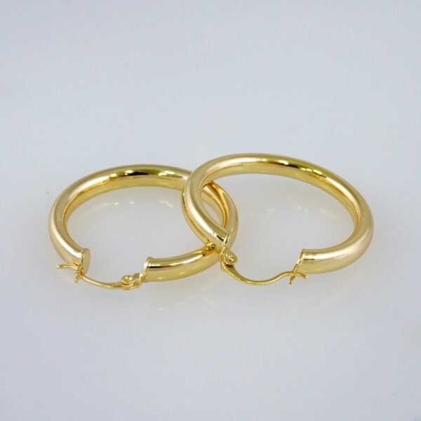 Women Earrings/ Aretes Dama/  Plain/  14k Real Color// E1052 - Image 2
