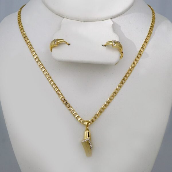 Cadenas & Colgantes & Earrings/ Chain W/Pendants /  14K Real Color/  Zircon Stone/  3mmx45// SET757