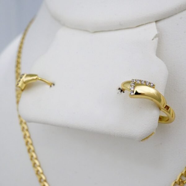 Cadenas & Colgantes & Earrings/ Chain W/Pendants /  14K Real Color/  Zircon Stone/  3mmx45// SET757 - Image 3
