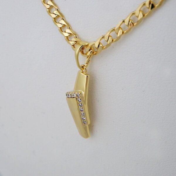 Cadenas & Colgantes & Earrings/ Chain W/Pendants /  14K Real Color/  Zircon Stone/  3mmx45// SET757 - Image 2