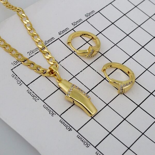 Cadenas & Colgantes & Earrings/ Chain W/Pendants /  14K Real Color/  Zircon Stone/  3mmx45// SET757 - Image 4