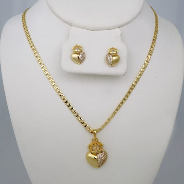 Cadenas & Colgantes & Earrings/ Chain W/Pendants /  14K Real Color/  Zircon Stone/  3mmx45// SET758