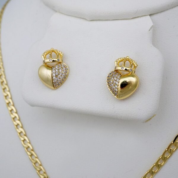 Cadenas & Colgantes & Earrings/ Chain W/Pendants /  14K Real Color/  Zircon Stone/  3mmx45// SET758 - Image 2