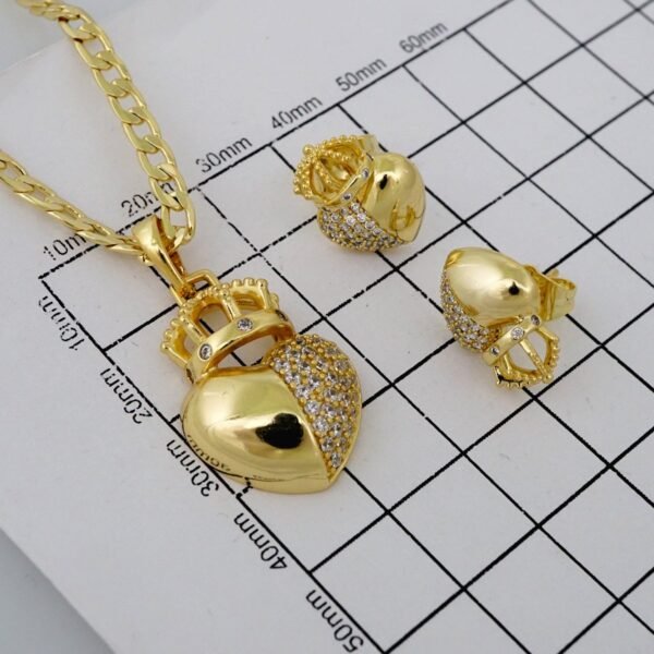 Cadenas & Colgantes & Earrings/ Chain W/Pendants /  14K Real Color/  Zircon Stone/  3mmx45// SET758 - Image 3