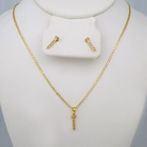Cadenas & Colgantes & Earrings/ Chain W/Pendants /  14K Real Color/  Zircon Stone/ 2mmx45// SET759