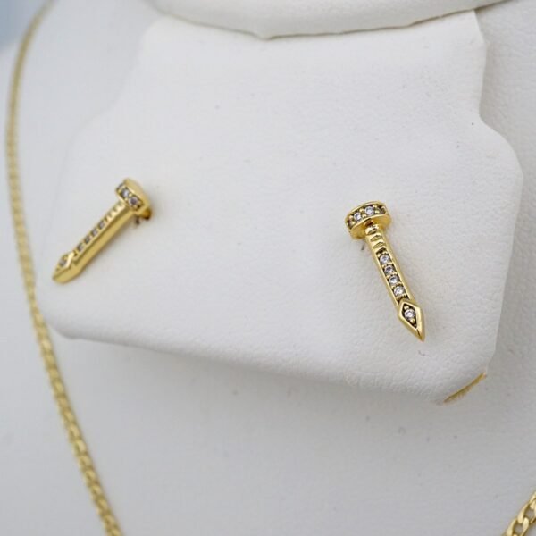 Cadenas & Colgantes & Earrings/ Chain W/Pendants /  14K Real Color/  Zircon Stone/ 2mmx45// SET759 - Image 2