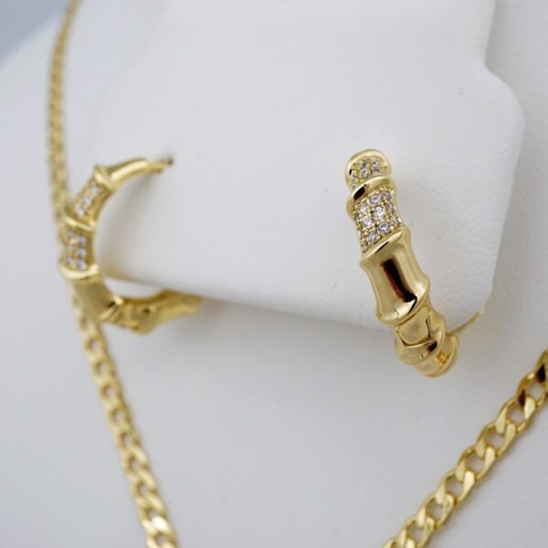 Cadenas & Colgantes & Earrings/ Chain W/Pendants /  14K Real Color/  Zircon Stone/  3mmx45// SET760 - Image 2