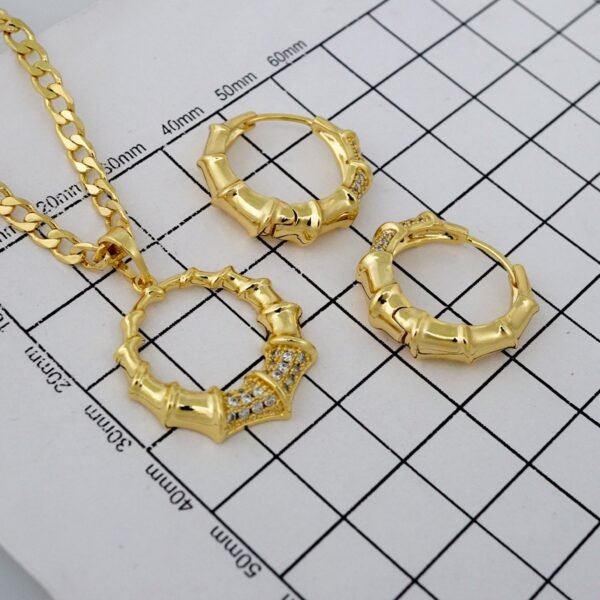 Cadenas & Colgantes & Earrings/ Chain W/Pendants /  14K Real Color/  Zircon Stone/  3mmx45// SET760 - Image 3