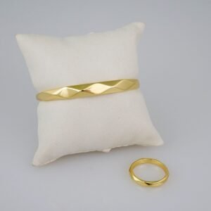 Women Bangles & Rings/ Pulsos Dama c/Anillo/ Plain/ 14K Real Color// P300