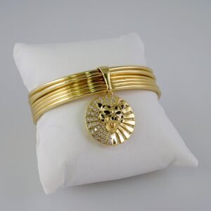 Women Bangles & Pendants/ Pulsos Dama c/ Colgante/  Plain/  14K Real Color// P310