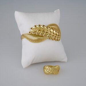 Women Bangles & Ring/ Pulsos Dama y Anillo/  Plain/  14K Real Color// P323