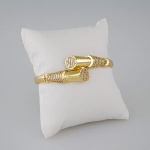 Women Bangles/ Pulsos Dama/ Zircon Stone/ 14K Real Color// P324