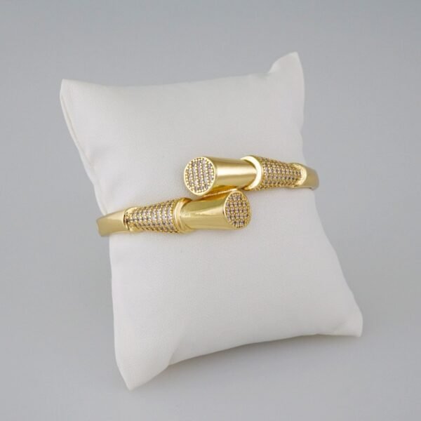 Women Bangles/ Pulsos Dama/ Zircon Stone/ 14K Real Color// P324