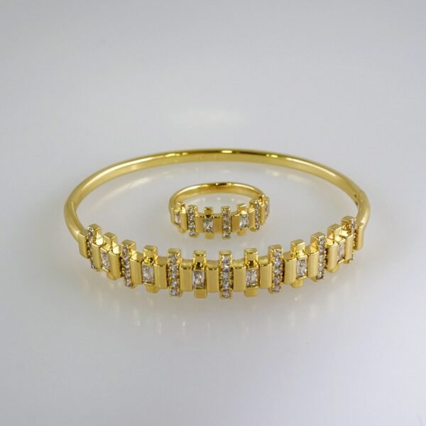 Women Bangles & Rings/ Pulsos Dama c/Anillo/  Zircon Stone/  14K Real Color// P338