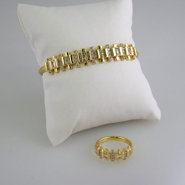 Women Bangles & Rings/ Pulsos Dama c/Anillo/  Zircon Stone/  14K Real Color// P338 - Image 2