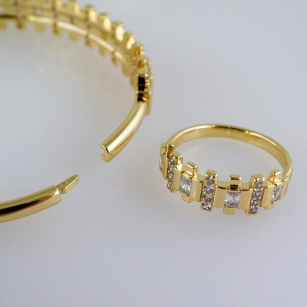 Women Bangles & Rings/ Pulsos Dama c/Anillo/  Zircon Stone/  14K Real Color// P338 - Image 3