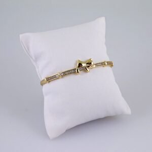 Women Bangles/ Pulsos Dama/ Zircon Stone/ 14K Real Color// P345