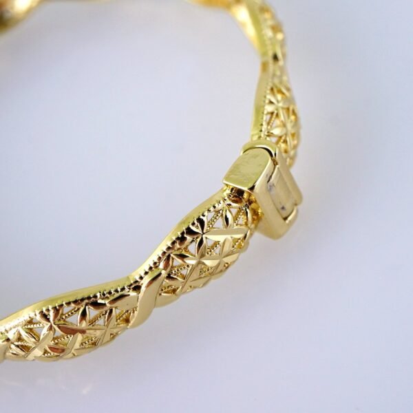 Women's Bangle - Pulso Dama - Zircon Stone - 14K Real Color - Stainless Steel - P363 - Image 3