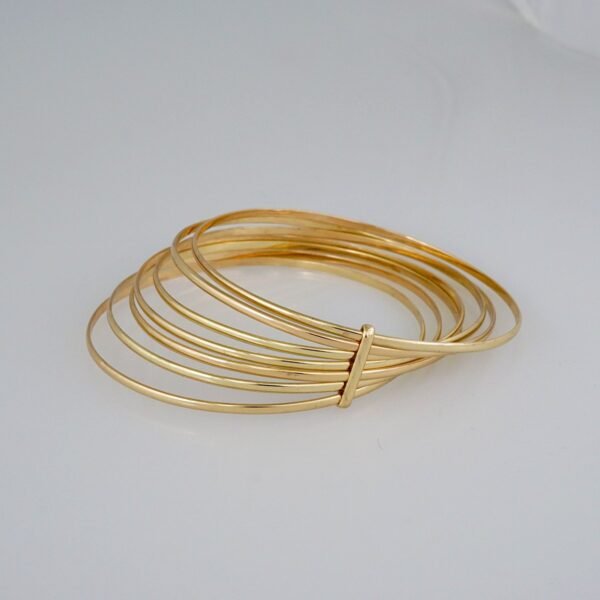 Bangles/ Pulsos/Plain/  925 Silver Whit Gold Plated/  14K Real Color// P925P08 - Image 2
