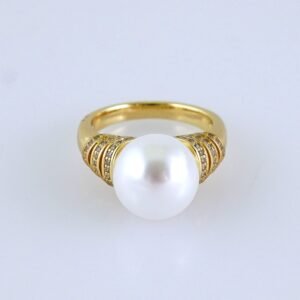 Women Ring/ Anillos Damas/ 14K Real Color/ Zircon Stone/ Pearl/ Stainless Steel// R630