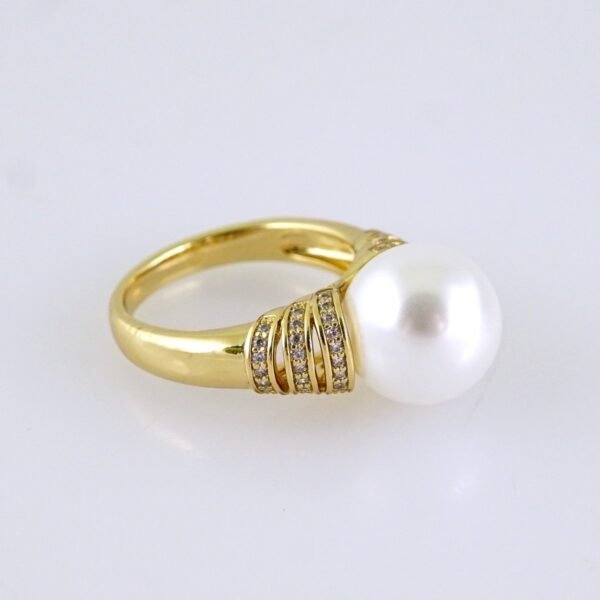 Women Ring/ Anillos Damas/ 14K Real Color/ Zircon Stone/ Pearl/ Stainless Steel// R630 - Image 2