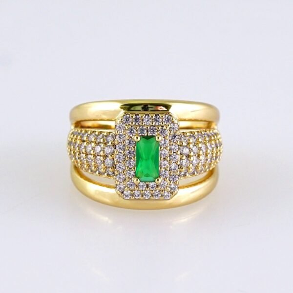 R636 RING - ANILLO - Zircon Stone - 14K Real Color - Green