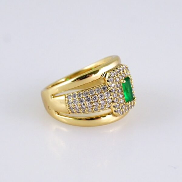 R636 RING - ANILLO - Zircon Stone - 14K Real Color - Green - Image 2