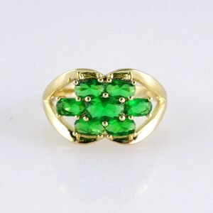 R639 RING - ANILLO - Zircon Stone - 14K Real Color - Green