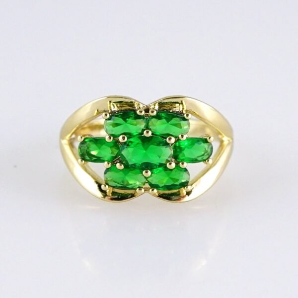 R639 RING - ANILLO - Zircon Stone - 14K Real Color - Green