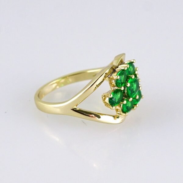 R639 RING - ANILLO - Zircon Stone - 14K Real Color - Green - Image 2