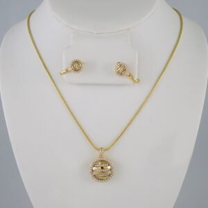 Cadenas & Colgantes & Earrings/ Chain W/Pendants /  14K Real Color/  Zircon Stone/  3mmx45cm// SET912