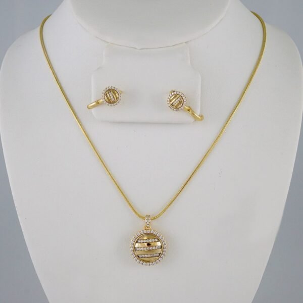 Cadenas & Colgantes & Earrings/ Chain W/Pendants /  14K Real Color/  Zircon Stone/  3mmx45cm// SET912