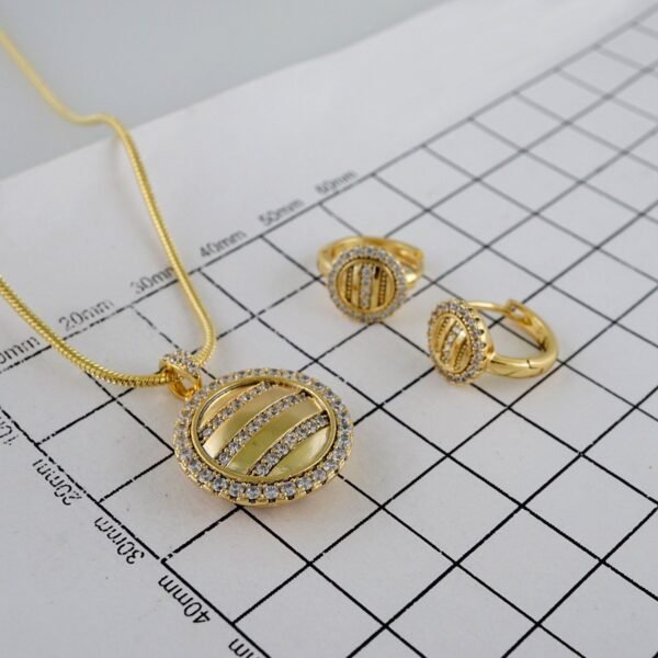 Cadenas & Colgantes & Earrings/ Chain W/Pendants /  14K Real Color/  Zircon Stone/  3mmx45cm// SET912 - Image 3