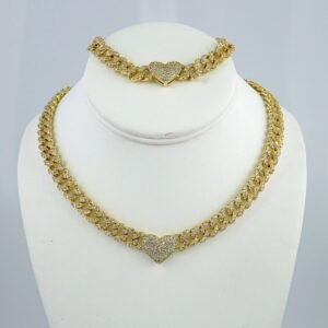 Gargantilla & Pulsera / Choker W/ Bracelet/  14K Real Color/ Zircon Stone/ 8mmx45cm// SET1022