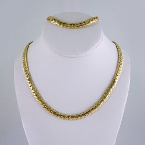 Gargantilla & Pulsera / Choker W/ Bracelet/  14K Real Color/  Plain/  8mmx45cm// SET1028