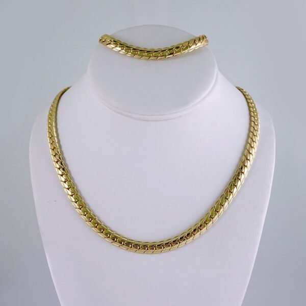 Gargantilla & Pulsera / Choker W/ Bracelet/  14K Real Color/  Plain/  8mmx45cm// SET1028