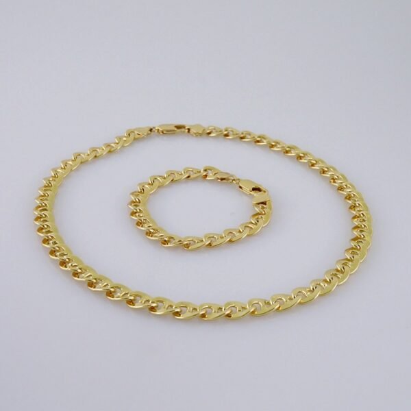 Gargantilla & Pulsera / Choker W/ Bracelet/  14K Real Color/  Plain/  8mmx45cm// SET1029 - Image 4