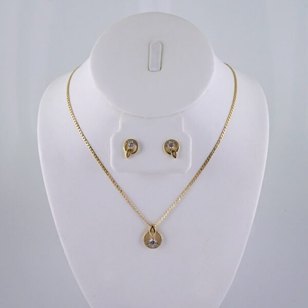 Cadenas & Colgantes & Earrings/ Chain W/Pendants /  14K Real Color/  Zircon Stone/  2mmx45cm// SET1068