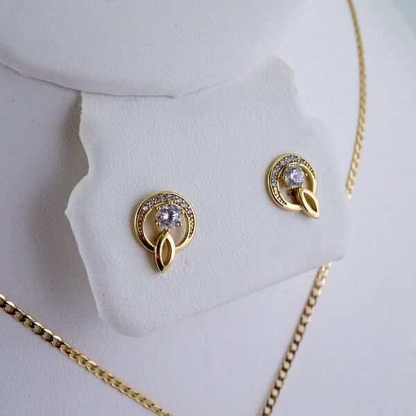 Cadenas & Colgantes & Earrings/ Chain W/Pendants /  14K Real Color/  Zircon Stone/  2mmx45cm// SET1068 - Image 2