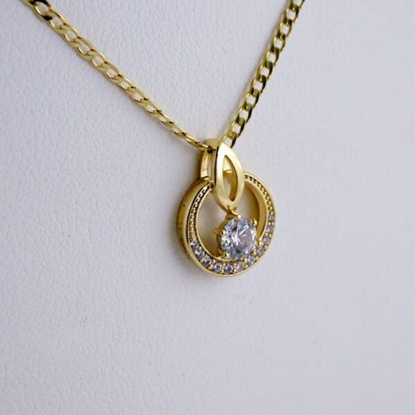Cadenas & Colgantes & Earrings/ Chain W/Pendants /  14K Real Color/  Zircon Stone/  2mmx45cm// SET1068 - Image 3